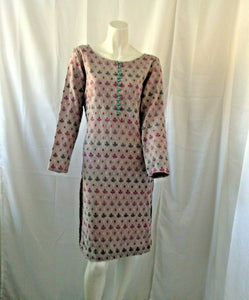 Vintage 80s Womens Multicolored Linen Blend Indian Kurta Medium-Large