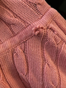 Gap Stretch Womens Zip Front Salmon Pink Zip Front Cable Knit Sweater Size Small