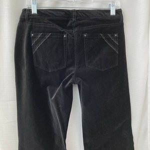 White House Black Market Blanc Womens Black Velour Boot Leg Pants Size 2R