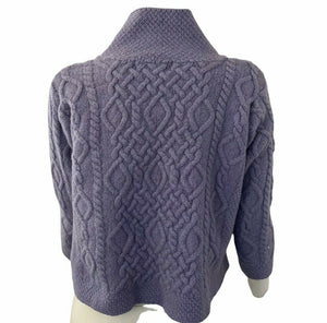 Vintage Cardigan Arancrafts 100% Merino Wool Lilac Womens Size S Irish Wool