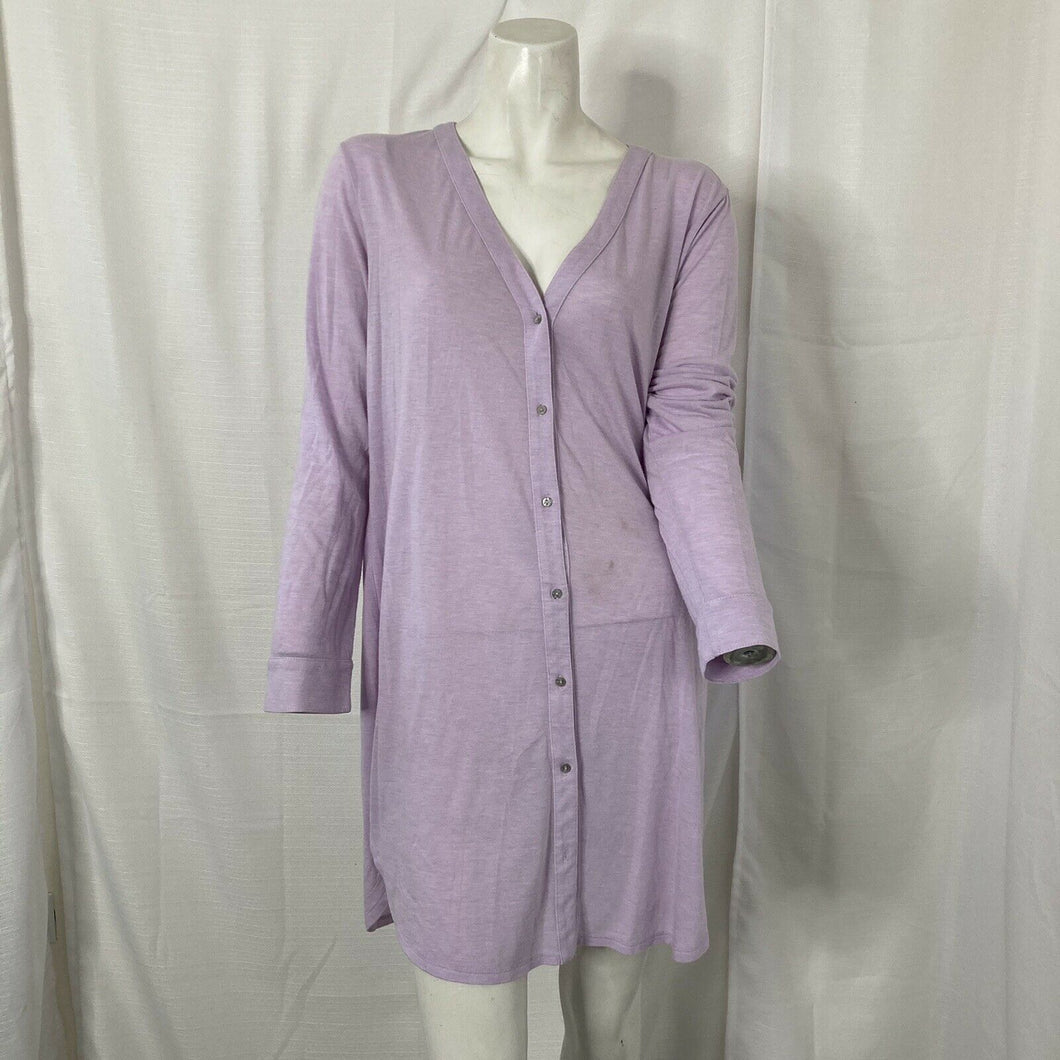 Josie Natori Womens Lilac Purple Womens Button Front Shirt Size Small