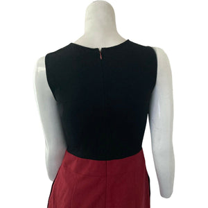 Theory Dress Red and Black Womens Size 0 Sleeveless Wool Blend