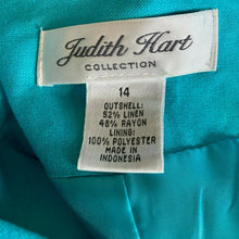 Load image into Gallery viewer, Vintage Judith Hart Womens Blue Linen Blend Button Down Blouse Size 14