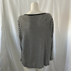 Liz Claiborne Women Plus Size Black and White Ribbed Striped Blouse 2X