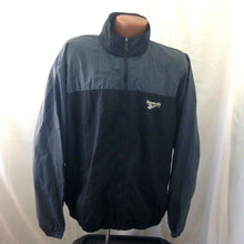Load image into Gallery viewer, Reebok Vintage 90&#39;s Mens Gray and Black Zip Front Spellout Windbreaker Large