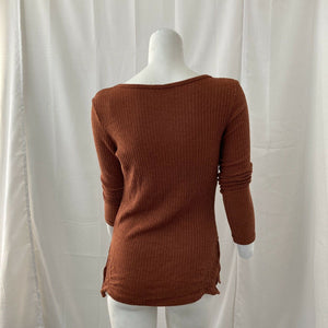 Shein Womens Rusted Brown Ribbed Pullover Sweater Medium