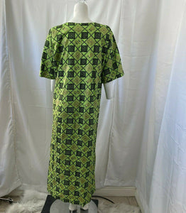 Womens Green Black and Gold African Symbol Maxi Dress Size Large