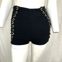 Load image into Gallery viewer, Kikiriki Womens Black Stretch Corset Style Short Shorts Hot Pants Size Small