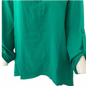 Gibson Blouse Green Jolly Pullover Womens Petite Small