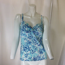 Load image into Gallery viewer, Lands End Womens Blue and White Floral Patterned Tankini Size 4