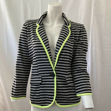 Load image into Gallery viewer, Olsenboyle Womens Black and Gray Striped Blazer Style Jacket Size Medium