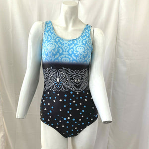 Unbranded Womens Black and Blue One Piece Swimsuit Size Small