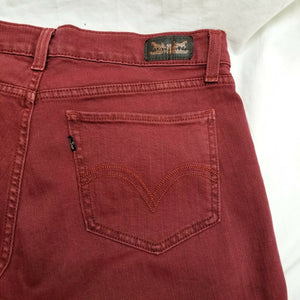 Levi's 524 Too Superlow Jeans Womens Burgundy Red Stretch Tapered Leg 13M