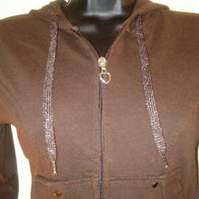 Load image into Gallery viewer, Wet Seal Women&#39;s Brown Hoodie w Heart-shaped Zipper Small