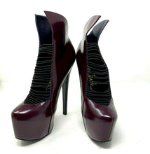 Load image into Gallery viewer, Zigi NY&#39;s London Trash Crime Patent Leather Burgundy Strappy High Heel Size 8.5