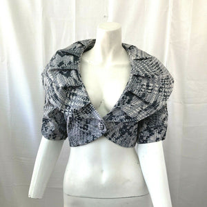 Newport News Women Black and Gray Snake Skin Print Bolero Jacket 12 P