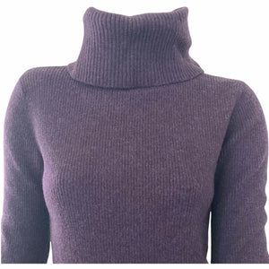 Vintage Sarah Spencer Sweater Ribbed 100 % Merino Wool Turtleneck Small Purple