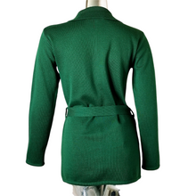 Load image into Gallery viewer, Classiques Entier Womens Green Merlino Wool Full Zip Belted Cardigan Sweater S
