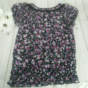 Maurices Womens Purple and Black Floral Blouse Medium