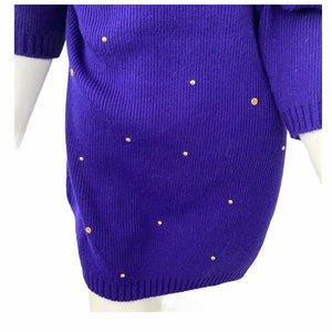 Vintage 80s Boos Sweater Purple One Size Womens gold tone Gems