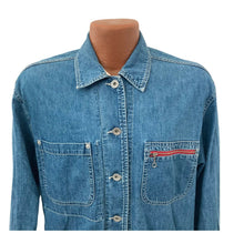 Load image into Gallery viewer, DKNY Jeans Shirt Men’s Denim Medium Wash Button Front Size P Small