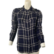 Load image into Gallery viewer, Paige Shirt Plaid Button Front Womens Black and White Size XS