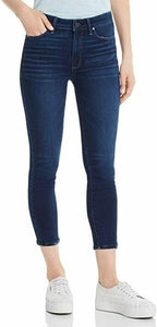 Revolve Paige Jeans Hoxton Crop Stretch Dark Wash Distressed Skinny Size 23
