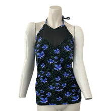 Load image into Gallery viewer, Tankini Swim Top Floral Womens Black and Purple Medium