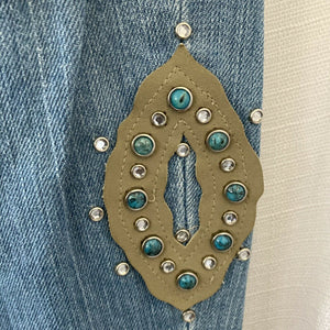 Suzanne Somers Collection Gem Embellished Light Wash Blue Jeans Size 14