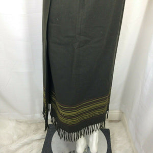 Valerie Stevens Petites Womens Olive Green Sarape Style w Fringe Skirt 6P