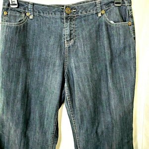 Ashley Stewart Womens Plus Size Wide Leg Dark Blue Denim Jeans Size 16W