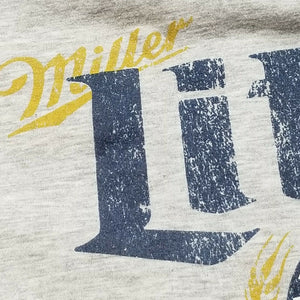 Heather Gray Miller Lite Beer Logo Short Sleeve Thin T-Shirt L pilsner