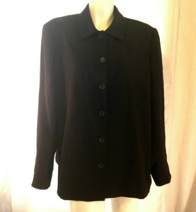 Charter Club Womens Black Plus Sized Button Front Blazer Size 14W