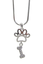 Load image into Gallery viewer, Crystal Dog Paw and Bone Pendant Necklace