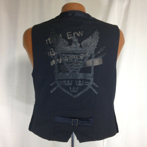 Guess Worlds Finest Dry Good Mens Black Crushed Velvet VTG 80's Vest Medium rare