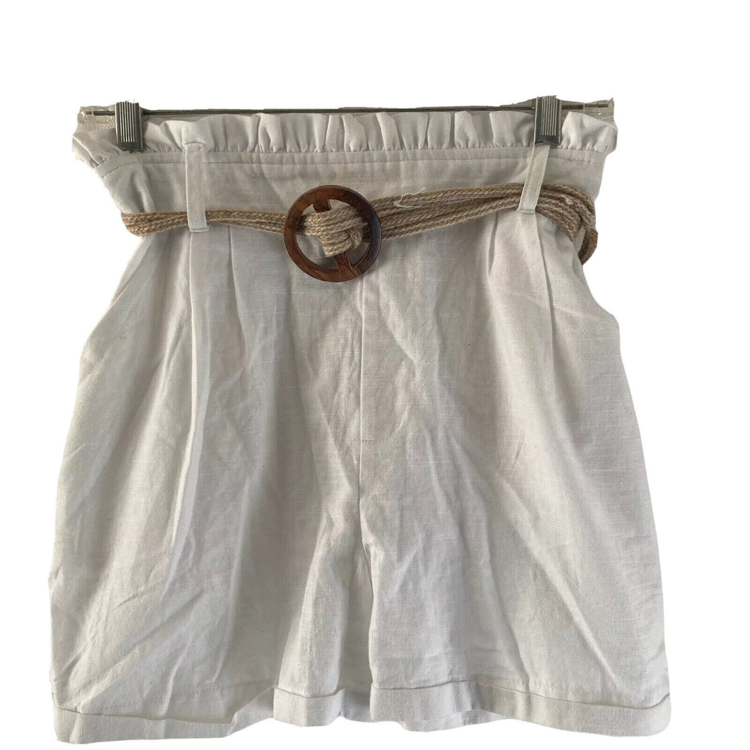 Derek Heart Shorts Paper bag Waist White Rope Belt Womens Size Small