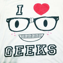 Load image into Gallery viewer, Chill Womens White Red I Love Geeks Short Sleeve Tshirt Size Large