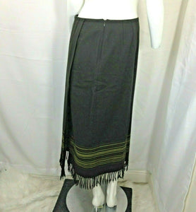 Valerie Stevens Petites Womens Olive Green Sarape Style w Fringe Skirt 6P