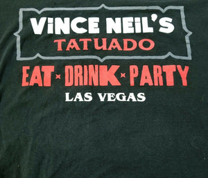 Hanes Womens Black Red White Vince Neils Tatuado Las Vegas Vneck Tshirt Large