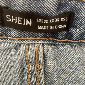 Shein Denim Shorts Distressed Womens Size 6 Medium Wash Hi Rise