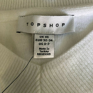 TopShop Sweater Cropped Womens White Pullover Size 0 2