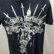 Load image into Gallery viewer, Hart &amp; Huntington Tattoo Co Distressed T-shirt Medium sword knife all over