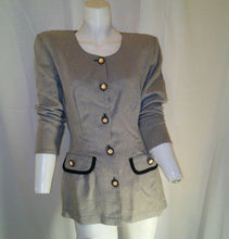 Load image into Gallery viewer, LA Belle Fashions Inc Womens Gray and Black Career Blouse Size 3