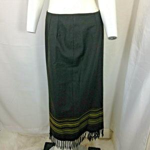 Valerie Stevens Petites Womens Olive Green Sarape Style w Fringe Skirt 6P