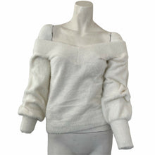 Load image into Gallery viewer, Chelsea28 Sweater White Faux Fur Womens Size Small