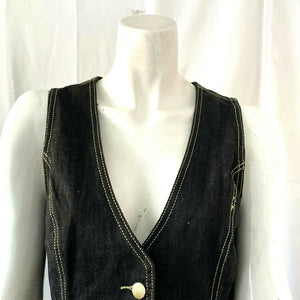 Saturday Womens Black Denim Vest Medium