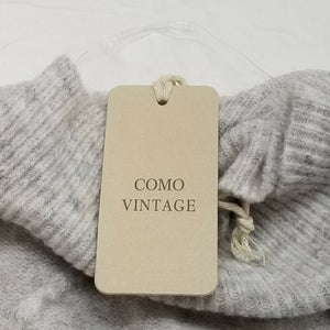 Como Vintage Sweater Womens Oyster Gray Color Block Cable Knit Turtleneck Large