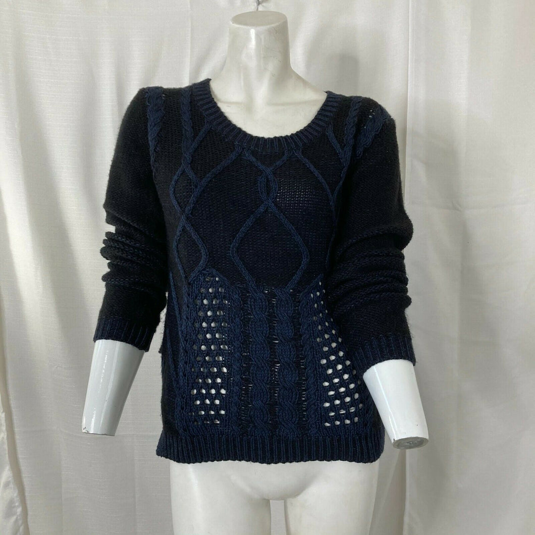 Olive + Oak Womens Dark Blue Cable Knit Style Pullover Sweater Size Small