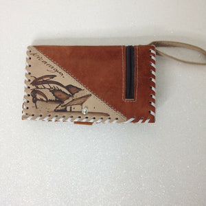 Nicaragua Light Brown Suede Graphic Coin Purse