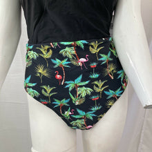 Load image into Gallery viewer, Cupshe Swimsuit Plus Size Womens Swimsuit Flamingos Palm Trees Black New 1X